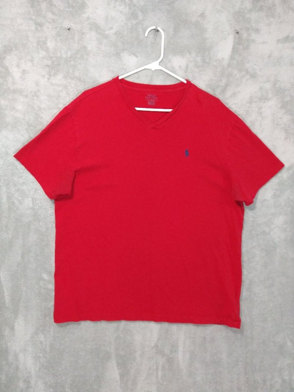 Polo Ralph Lauren Shirt Mens Large Red Classic Fit Short Sleeve V Neck Pony